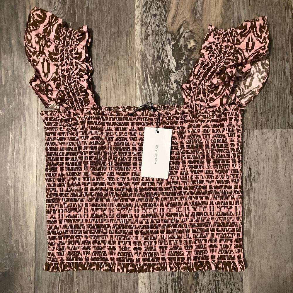 OPT -One Pretty Time Calypso pink/brown Crop top - Picture 8 of 10